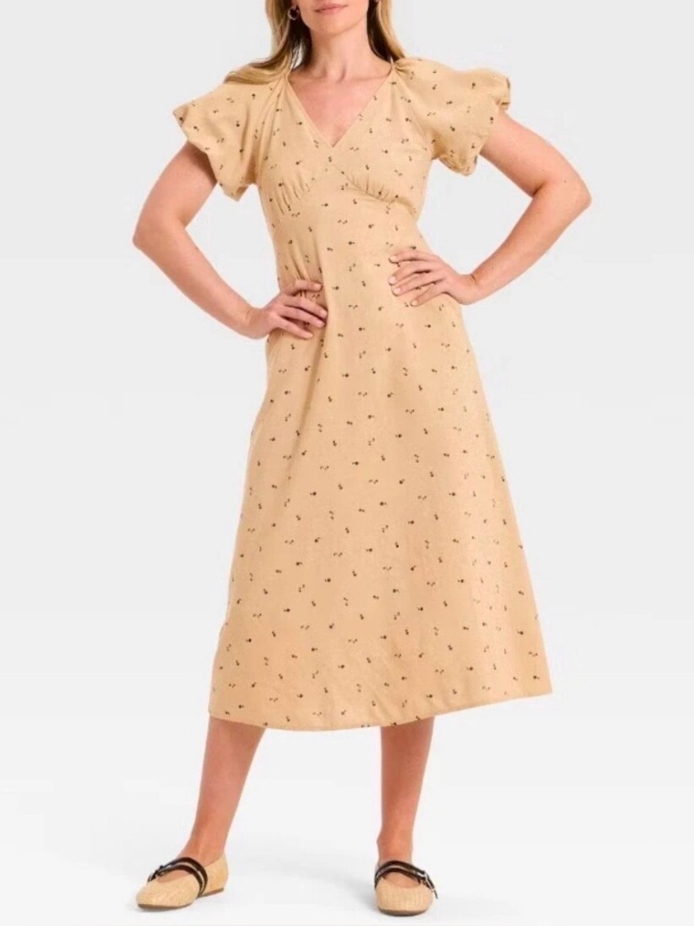 Universal Thread Puff Sleeve Midi Dress Sz Large - NWT